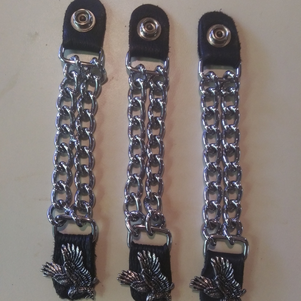 Harley-Davidson leather vest Bald Eagle clasp extenders. Set of 3
